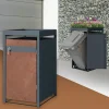 Mülltonnenbox mit Pflanzdach 1er bis 240L 68x80x124 cm aus Stahl in Rostoptik ML-Design