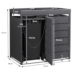 Mülltonnenbox mit Pflanzdach 2er bis 240 Liter 132x80x124 cm aus Stahl in Anthrazit ML-Design