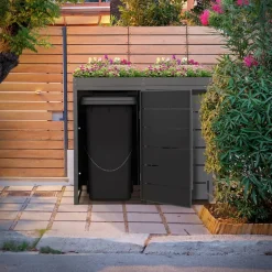 Mülltonnenbox mit Pflanzdach 2er bis 240 Liter 132x80x124 cm aus Stahl in Anthrazit ML-Design