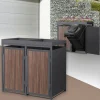 Mülltonnenbox mit Pflanzdach 2er bis 240 Liter 132x80x124 cm aus Stahl in Anthrazit-Eiche dunkel ML-Design