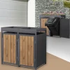 Mülltonnenbox mit Pflanzdach 2er bis 240 Liter 132x80x124 cm aus Stahl in Anthrazit-Holzoptik ML-Design