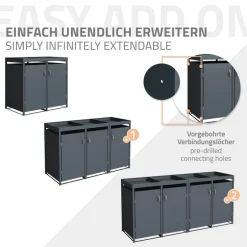 Mülltonnenbox mit Pflanzdach 2er bis 240L 132x80x124 cm aus Stahl in Anthrazit ML-Design