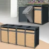 Mülltonnenbox mit Pflanzdach 4er bis 240L 264x80x124 cm aus Stahl in Lärchenoptik ML-Design