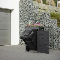 Mülltonnenbox mit Pflanzdach 1er bis 240 Liter 68x80x124 cm aus Stahl in Anthrazit ML-Design