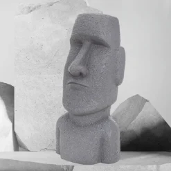 Moai Rapa Nui Kopf Figur 26,5x19x53,5 cm Grau aus Steinguss Kunstharz