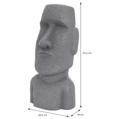 Moai Rapa Nui Kopf Figur 26,5x19x53,5 cm Grau aus Steinguss Kunstharz