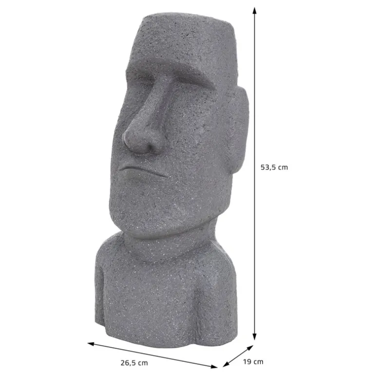 Moai Rapa Nui Kopf Figur 26,5x19x53,5 cm Grau aus Steinguss Kunstharz