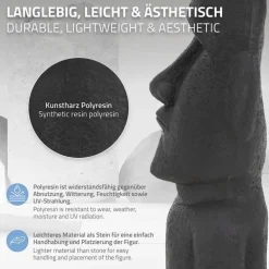 Moai Rapa Nuil Kopf Figur 26,5x19x53,5 cm Anthrazit aus Steinguss Kunstharz