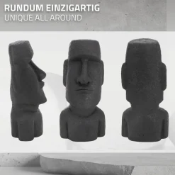 Moai Rapa Nuil Kopf Figur 26,5x19x53,5 cm Anthrazit aus Steinguss Kunstharz