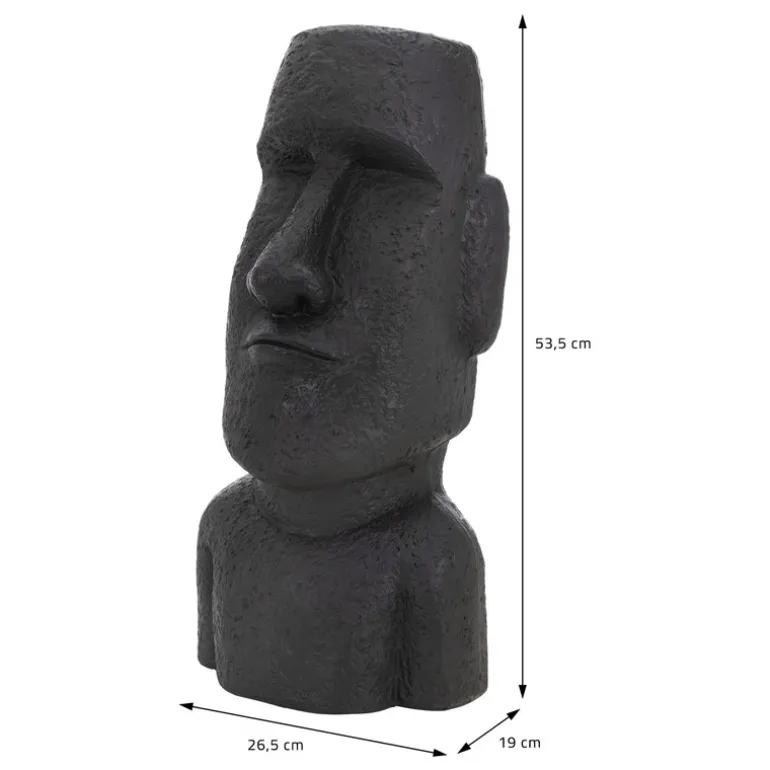 Moai Rapa Nuil Kopf Figur 26,5x19x53,5 cm Anthrazit aus Steinguss Kunstharz