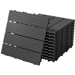 1m² 11 Stück WPC Terrassenfliesen 30x30 cm Anthrazit in Holzoptik Balkon Bodenbelag mit Drainage und Klicksystem Terrassendielen Balkonfliesen
