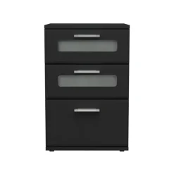 Nachttisch mit drei Schubladen 40x60x38 cm Schwarz aus Holz ML-Design