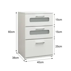Nachttisch mit drei Schubladen 40x60x38 cm Weiß aus Holz ML-Design