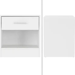 Nachttisch mit Schublade und offenem Fach 36.5x38.5x30 cm Weiß aus Holz ML-Design