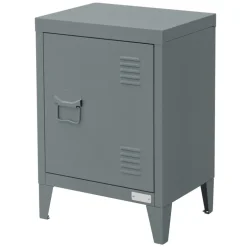 Nachttisch 40x30x58 cm Anthrazit aus Stahl mit verstellbarer Regalboden ML Design