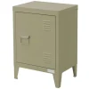 Nachttisch 40x30x58 cm Olive aus Stahl mit verstellbarer Regalboden ML Design