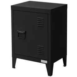 Nachttisch 40x30x58 cm Schwarz aus Stahl mit verstellbarer Regalboden ML Design