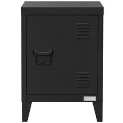 Nachttisch 40x30x58 cm Schwarz aus Stahl mit verstellbarer Regalboden ML Design