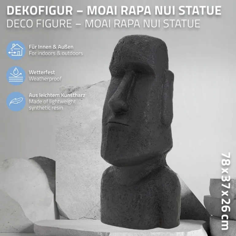 Osterinsel Kopf Figur 37x26x78 cm Anthrazit aus Steinguss Kunstharz