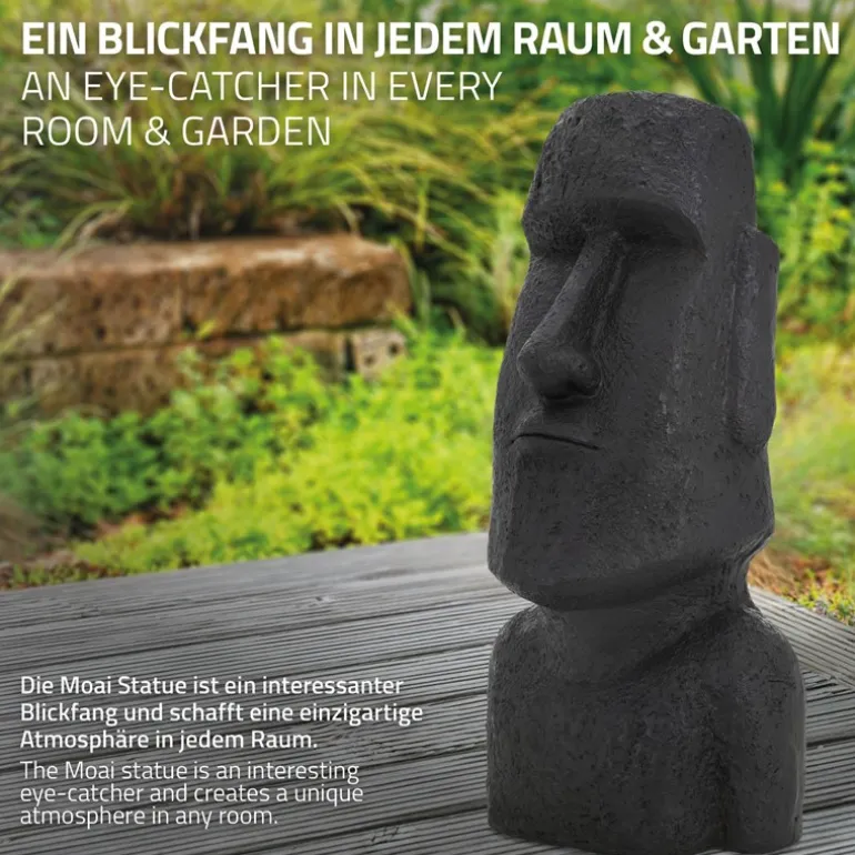 Osterinsel Kopf Figur 37x26x78 cm Anthrazit aus Steinguss Kunstharz