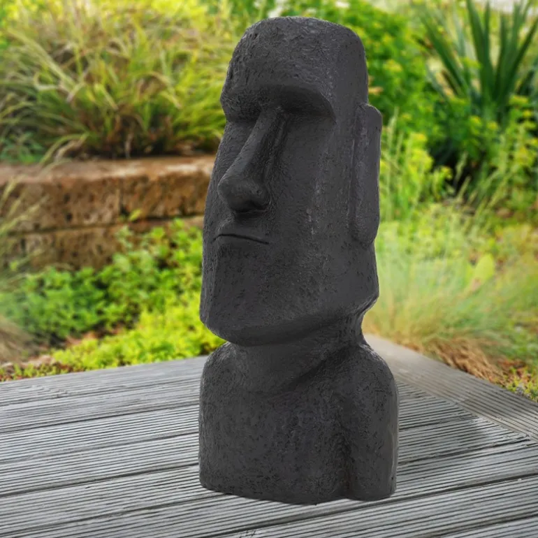 Osterinsel Kopf Figur 37x26x78 cm Anthrazit aus Steinguss Kunstharz