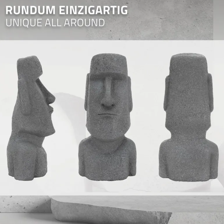 Osterinsel Kopf Figur 37x26x78 cm Grau aus Steinguss Kunstharz