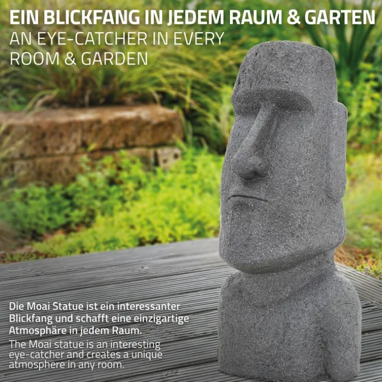 Osterinsel Kopf Figur 37x26x78 cm Grau aus Steinguss Kunstharz