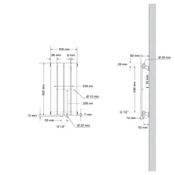 Paneelheizkörper Einlagig 300x600 mm Weiß mit Universale Anschlussgarnitur ML-Design