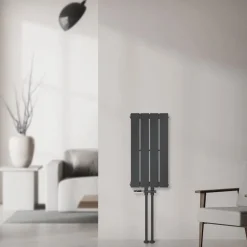 Paneelheizkörper Einlagig 600x300 mm Anthrazit mit Boden Anschlussgarnitur ML-Design