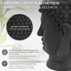 Pflanztopf Buddha Kopf 23x23x44 cm Anthrazit aus Polyresin ML-Design