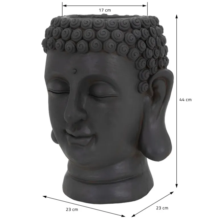 Pflanztopf Buddha Kopf 23x23x44 cm Anthrazit aus Polyresin ML-Design