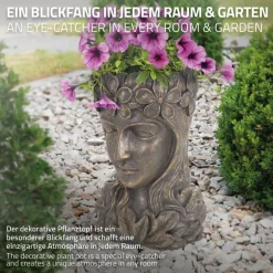 Pflanztopf Frauenkopf 21x16x32 cm Bronze aus Polyresin