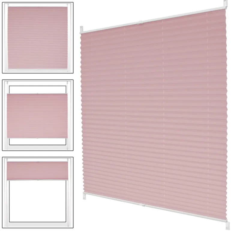 Plissee 55x200 cm Rosa inkl. Befestigungsmaterial