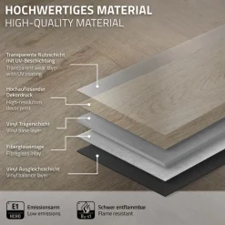 PVC Vinylboden Bodenbelag Set à 20 Dielen 4,2mm für 1,56m² mit Klick-System Fischgräte Eiche dunkel ML-Design