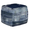 Quadratischer Sitzhocker Blau 45x45x45 cm aus Jeans mit Baumwolle Füllung WOMO-Design