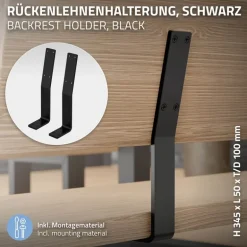 Rückenlehnenhalterung 2er Set 345 x 90 mm Schwarz aus Stahl ML-Design