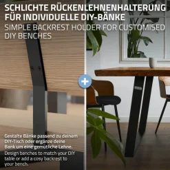 Rückenlehnenhalterung 2er Set 345 x 90 mm Schwarz aus Stahl ML-Design