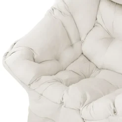 Relaxsessel Creme mit Armlehnen und dickem Kopfkissen und Metallgestell Loungesessel bis 120 kg ML-Design