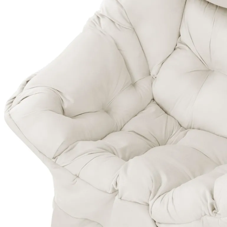 Relaxsessel Creme mit Armlehnen und dickem Kopfkissen und Metallgestell Loungesessel bis 120 kg ML-Design