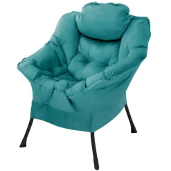 Relaxsessel Petrol mit Armlehnen und dickem Kopfkissen und Metallgestell Loungesessel bis 120 kg ML-Design