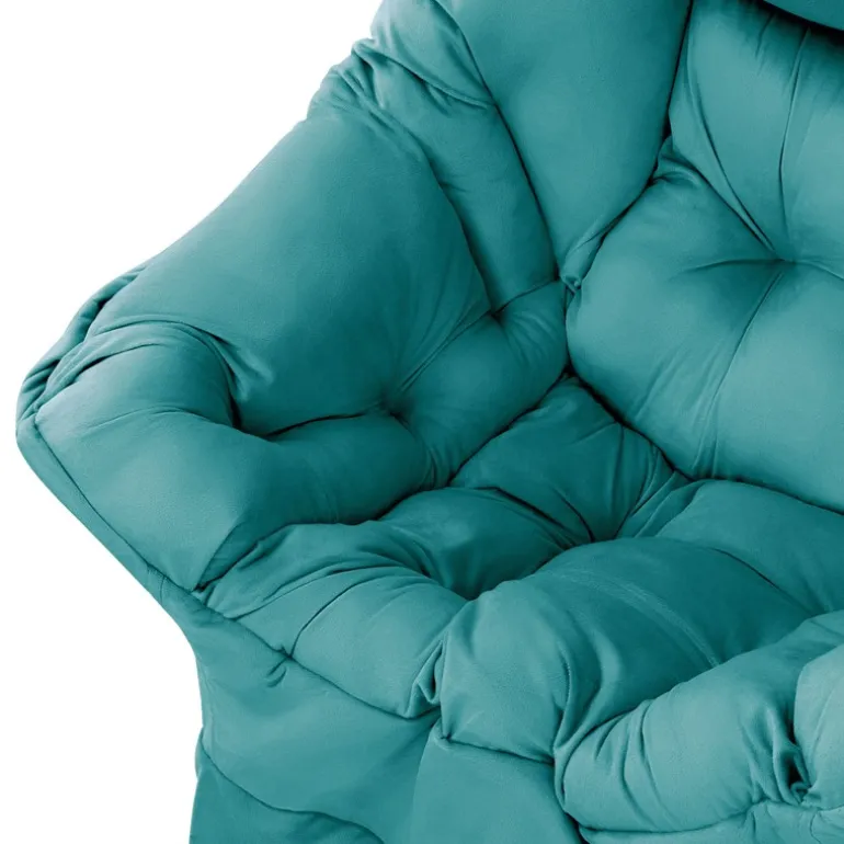 Relaxsessel Petrol mit Armlehnen und dickem Kopfkissen und Metallgestell Loungesessel bis 120 kg ML-Design