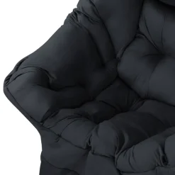 Relaxsessel Schwarz mit Armlehnen und dickem Kopfkissen und Metallgestell Loungesessel bis 120 kg ML-Design