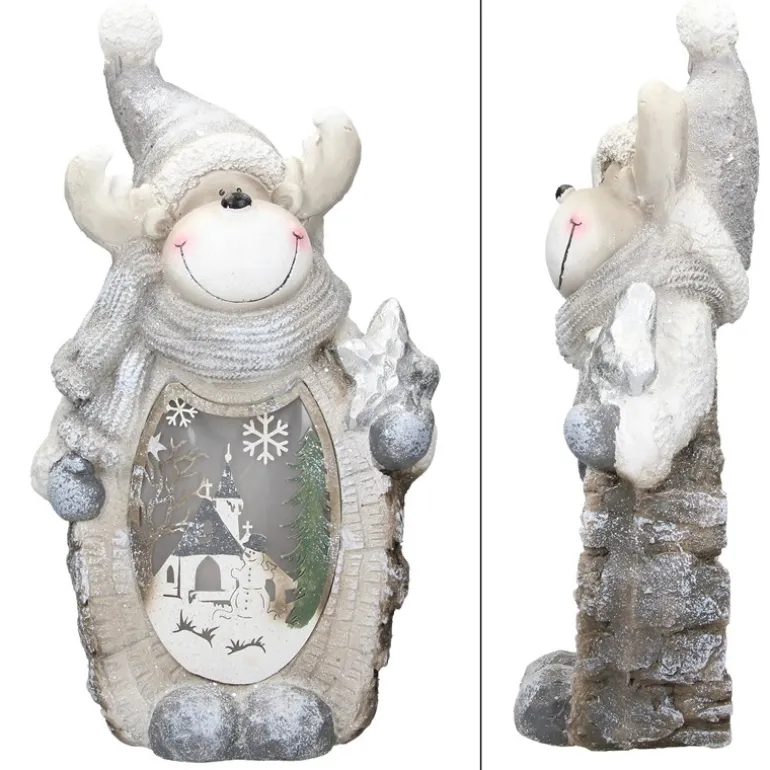 Rentier Figur mit LED Beleuchtung 53 cm aus Polyresin