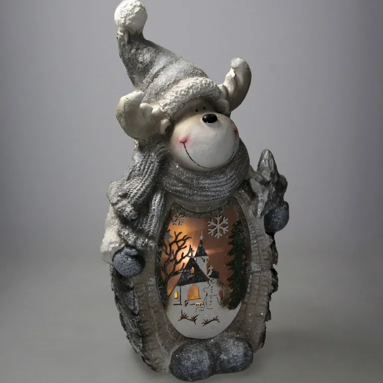 Rentier Figur mit LED Beleuchtung 53 cm aus Polyresin