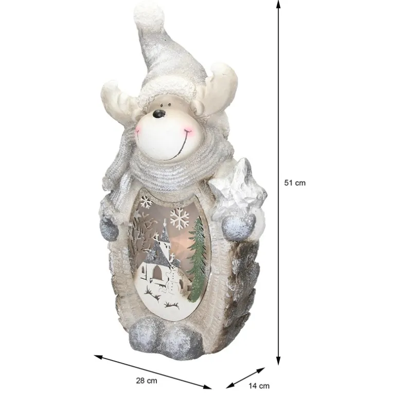 Rentier Figur mit LED Beleuchtung 53 cm aus Polyresin
