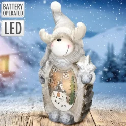 Rentier Figur mit LED Beleuchtung 53 cm aus Polyresin