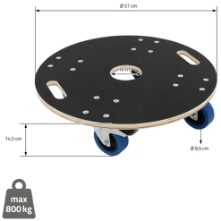 Rollbrett Möbelroller rund Ø 57 cm aus Multiplex mit Feststellbremsen Tragkraft 800 kg