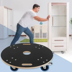 Rollbrett Möbelroller rund Ø 67 cm aus Multiplex mit Feststellbremsen Tragkraft 800 kg