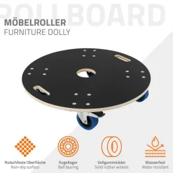 Rollbrett Möbelroller rund Ø 67 cm aus Multiplex mit Feststellbremsen Tragkraft 800 kg