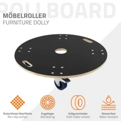 Rollbrett Möbelroller rund Ø 77 cm aus Multiplex mit Feststellbremsen Tragkraft 800 kg